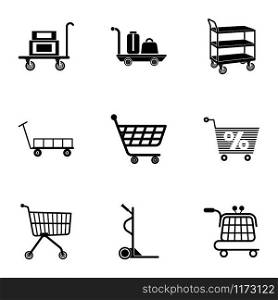Shopping basket icons set. Simple set of 9 shopping basket vector icons for web isolated on white background. Shopping basket icons set, simple style