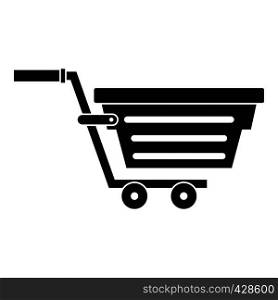 Shopping basket on wheels icon. Simple illustration of shopping basket on wheels vector icon for web. Shopping basket on wheels icon, simple style