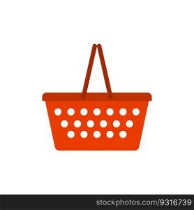 Shopping basket red empty isolated on white background 