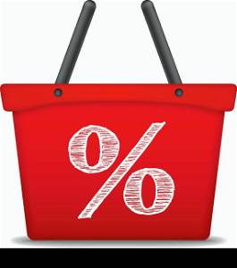 Shopping Basket with Percent Sign