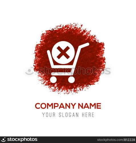 Shopping Cart and Delete Sign - Red WaterColor Circle Splash