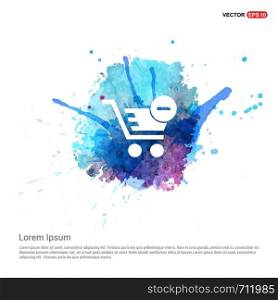 Shopping Cart and Delete Sign - Watercolor Background