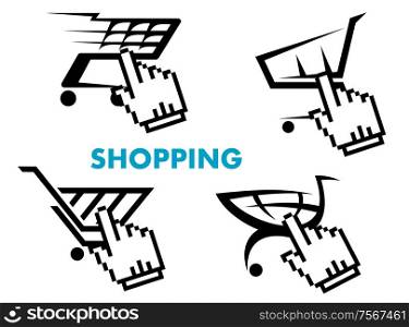 Shopping cart and retail business icons set for sale, web or internet and business design