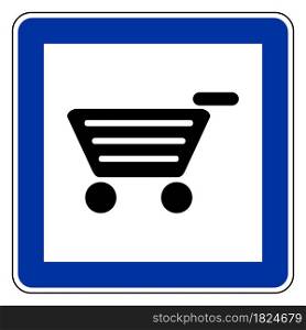Shopping cart and road sign