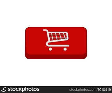 shopping cart button in flat style on white background. shopping cart button in flat on white background