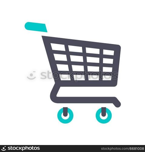 shopping cart, gray turquoise icon on a white background. New gray turquoise icon on a white background