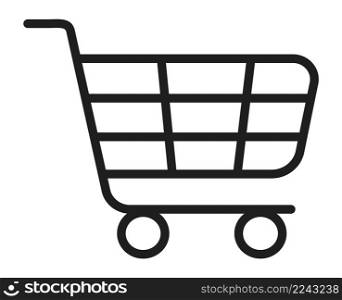 Shopping cart icon. Black line supermarket trolley isolated on white background. Shopping cart icon. Black line supermarket trolley