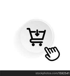 Shopping cart icon in black. Buying food in the supermarket. Vector on isolated white background. EPS 10.. Shopping cart icon in black. Buying food in the supermarket. Vector on isolated white background. EPS 10
