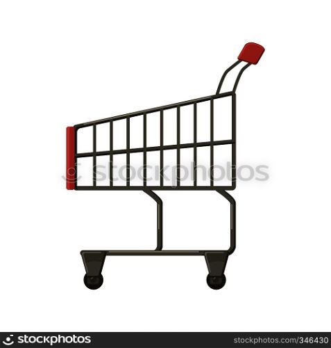 Shopping cart icon in cartoon style on a white background. Shopping cart icon, cartoon style