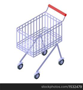 Shopping cart icon. Isometric of shopping cart vector icon for web design isolated on white background. Shopping cart icon, isometric style