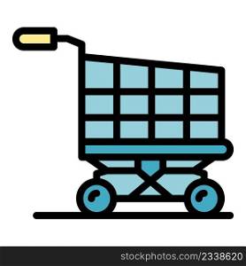 Shopping cart icon. Outline shopping cart vector icon color flat isolated. Shopping cart icon color outline vector