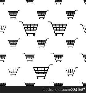 Shopping Cart Icon Seamless Pattern, Buy Basket, Business Icon, Trolley, Vector Art Illustration