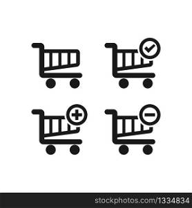 Shopping Cart Icon Set. Add to shopping cart or remove. Vector illustration EPS 10
