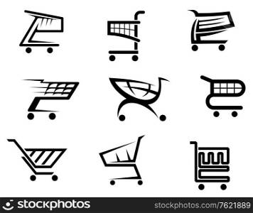 Shopping cart icons isolated on white background for internet shop design
