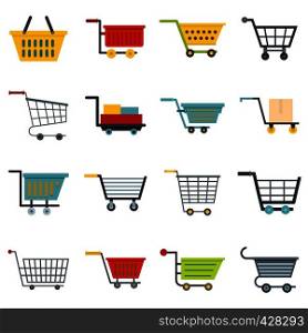 Shopping cart icons set in flat style isolated vector illustration. Shopping cart icons set in flat style