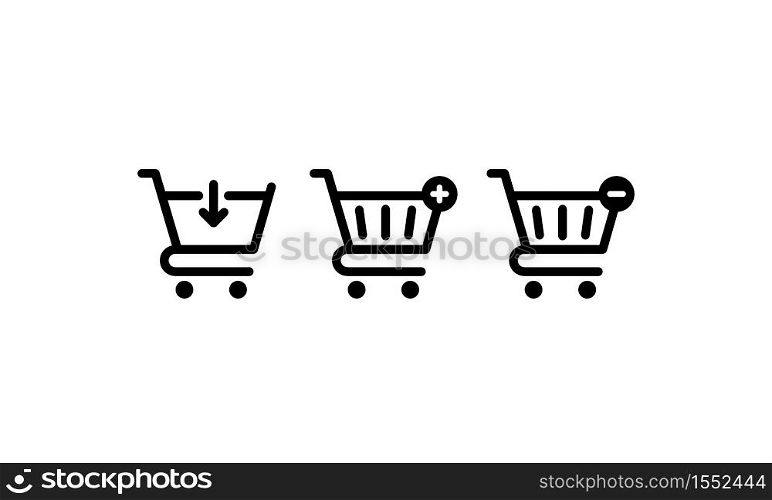 Shopping cart icons set. Supermarket trolley symbol for E-Commerce. Vector on isolated white background. EPS 10.. Shopping cart icons set. Supermarket trolley symbol for E-Commerce. Vector on isolated white background. EPS 10