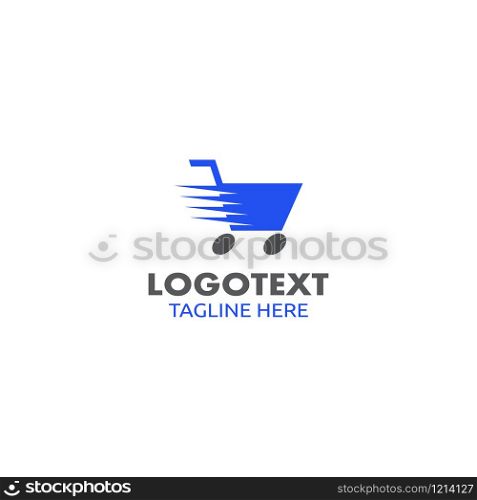 Shopping cart logo design or trolley icon.