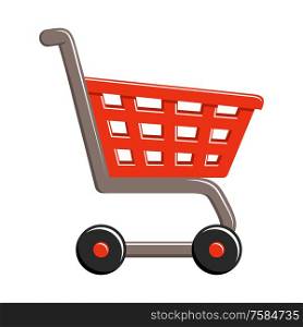 Shopping cart on the white background. Supermarket. Vector illustration