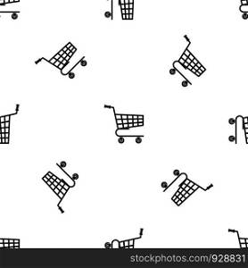 Shopping cart pattern repeat seamless in black color for any design. Vector geometric illustration. Shopping cart pattern seamless black