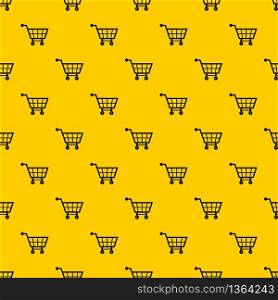Shopping cart pattern seamless vector repeat geometric yellow for any design. Shopping cart pattern vector