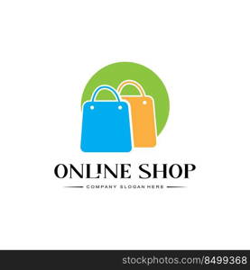 shopping cart trolley and bag logo symbol vector with letter S