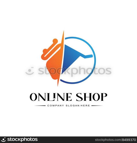 shopping cart trolley and bag logo symbol vector with letter S