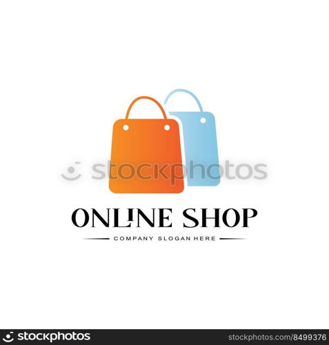 shopping cart trolley and bag logo symbol vector with letter S