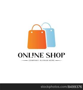 shopping cart trolley and bag logo symbol vector with letter S