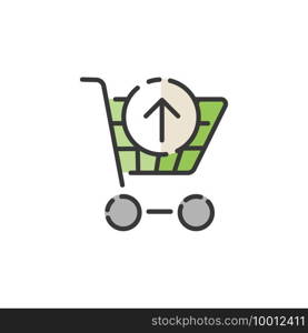 Shopping cart. Up arrow. Filled color icon. Isolated commerce vector illustration