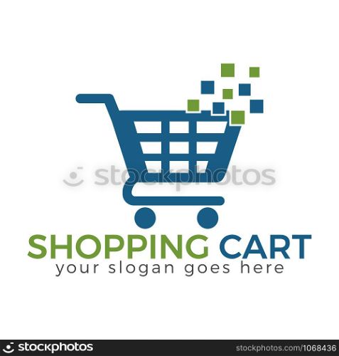 Shopping cart vector logo design.