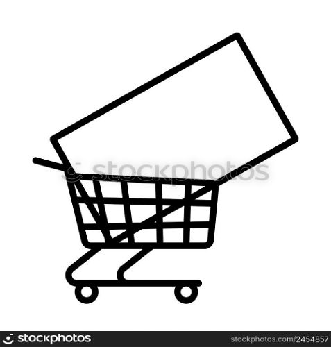 Shopping Cart With TV Icon. Bold outline design with editable stroke width. Vector Illustration.