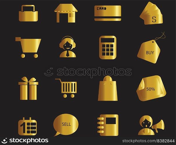 Shopping Consumerism Icons gold