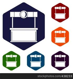 Shopping counter icons set hexagon isolated vector illustration. Shopping counter icons set hexagon