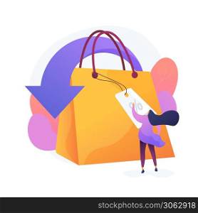 Shopping discounts and allowances cartoon web icon. Selling price reduction, retail sales, creative marketing. Special offer, customer attraction idea. Vector isolated concept metaphor illustration. Markdown program vector concept metaphor
