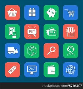 Shopping e-commerce online payment and delivery services icons set isolated vector illustration