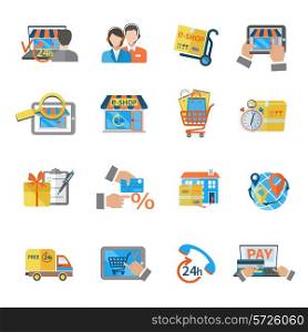 Shopping e-commerce online payment customer shipping icon set isolated vector illustration
