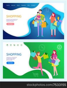 Shopping family and friends vector. Teamwork importance, drive to success of company. Collaboration helps achieve a number of key business benefits. Shopping Buiness Teamwork and Benefits Vector