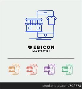 shopping, garments, buy, online, shop 5 Color Line Web Icon Template isolated on white. Vector illustration. Vector EPS10 Abstract Template background