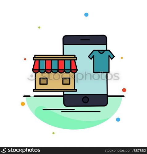 shopping, garments, buy, online, shop Flat Color Icon Vector