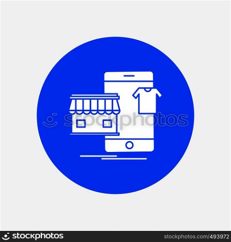 shopping, garments, buy, online, shop White Glyph Icon in Circle. Vector Button illustration. Vector EPS10 Abstract Template background