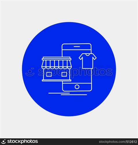 shopping, garments, buy, online, shop White Line Icon in Circle background. vector icon illustration. Vector EPS10 Abstract Template background