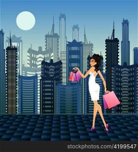 shopping girl vector illustration