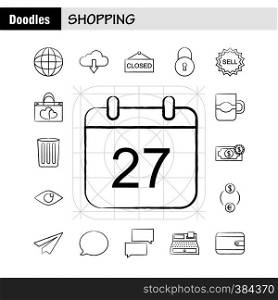 Shopping Hand Drawn Icon for Web, Print and Mobile UX/UI Kit. Such as: World, Globe, Internet, Map, Cloud, Arrow, Dawn, Download, Pictogram Pack. - Vector