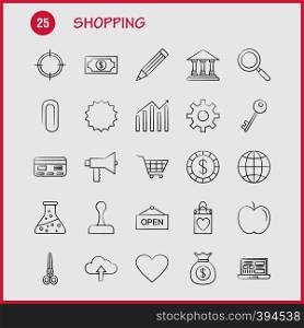 Shopping Hand Drawn Icon for Web, Print and Mobile UX/UI Kit. Such as: Business, Finance, Growth, Chart, Business, Dollar, Finance, Target, Pictogram Pack. - Vector