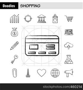 Shopping Hand Drawn Icon for Web, Print and Mobile UX/UI Kit. Such as: Business, Finance, Growth, Chart, Business, Dollar, Finance, Target, Pictogram Pack. - Vector
