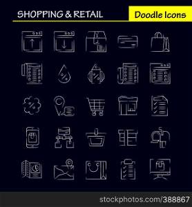 Shopping Hand Drawn Icon Pack For Designers And Developers. Icons Of Location, Chat, Sms, Shopping, Mail, Mail Box, Shopping, Vector