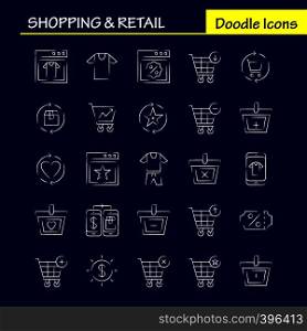 Shopping Hand Drawn Icon Pack For Designers And Developers. Icons Of Coupon, Discount, Dollar, Price, Prices, Box, Package, Refresh, Vector
