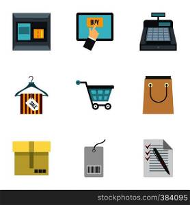 Shopping icons set. Flat illustration of 9 shopping vector icons for web. Shopping icons set, flat style