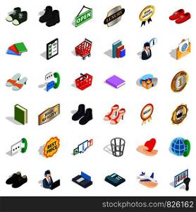 Shopping icons set. Isometric style of 36 shopping vector icons for web isolated on white background. Shopping icons set, isometric style