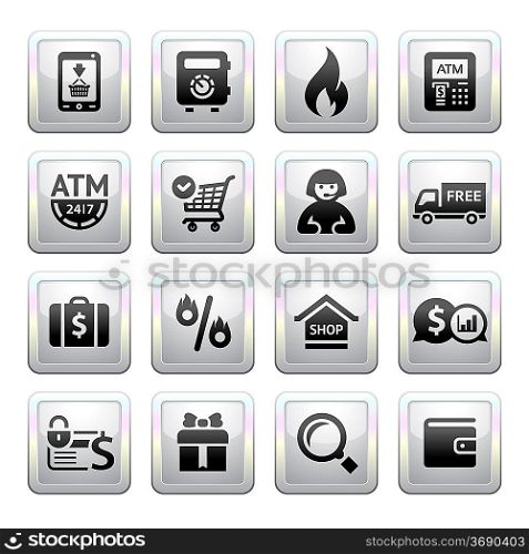 Shopping Icons. square gray. Web 2.0 icons